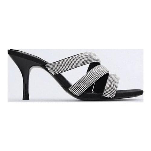 LMCAVASUN 2021 spring and summer New Fashion womens shoes Rhinestone high heels Square toe open toe stiletto sandals