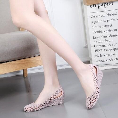 Jelly shoes Birds Nest womens sandals Brazil rose beach rain boots plastic hollow transparent crystal shoes chaussures casual