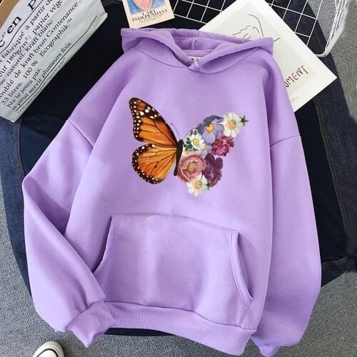 ZOGAA 2021 New Hoodie Butterfly Print Cotton Loose Long Sleeve Pullover Fashion Sporty Plus Size Jacket Women Streetwear S-3XL