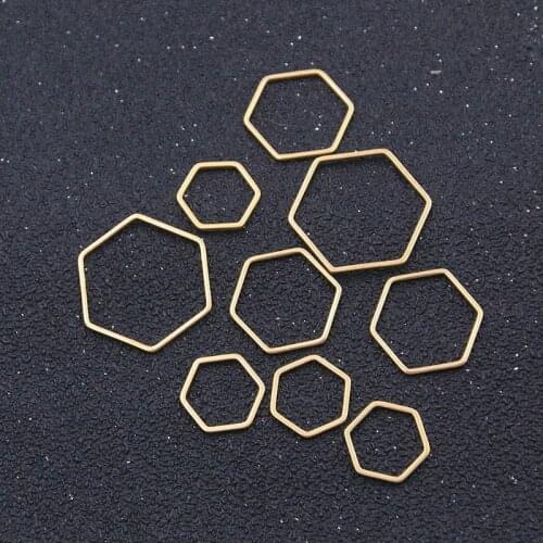 10pcs 3 Size Geometric Polygon Charm Gold Stainless Steel Open Frame Mold Frame Hollow Pressure Resin Frame DIY Pendant Material