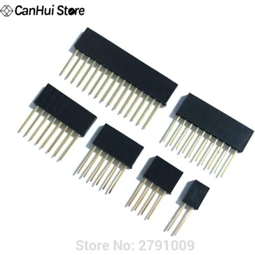 10pcs/lot Pin Header 8 pin 2.54MM 10MM Long Needle Female Pin Header Strip Stackable Header Connector 8pin 4pin 6pin 10pin 15pin