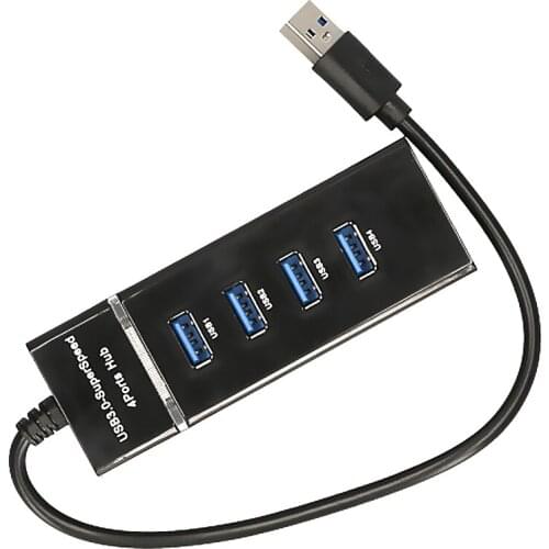 4-in-1 High-speed USB3.0 Hub USB3.0 Converter Support USB Fan Mouse Keyboard Mobile Hard Disk U Disk for PC Laptop Black