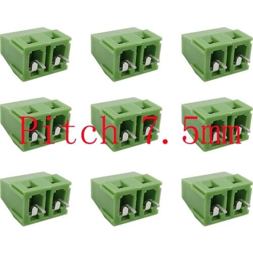 5/10Pcs Green Terminals KF128-7.5-2P 2 Pin Pitch 7.5mm PCB Screw Terminal Blocks Straight Needle Spliced Connector 10A/300V