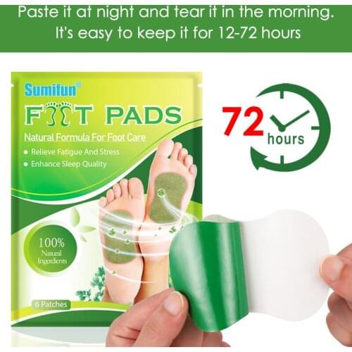 6Pc/bag Anxiety Help Sleeping Weight Loss Body Slimming Pad Health Care Wormwood Detox Foot Patch Relieve Fatigue Stress