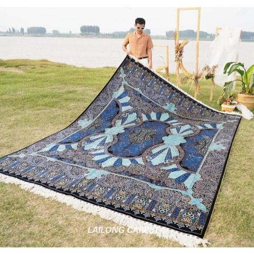 8'x11' Blue color hand knotted area carpet handmade silk persian carpet (TJ123A)