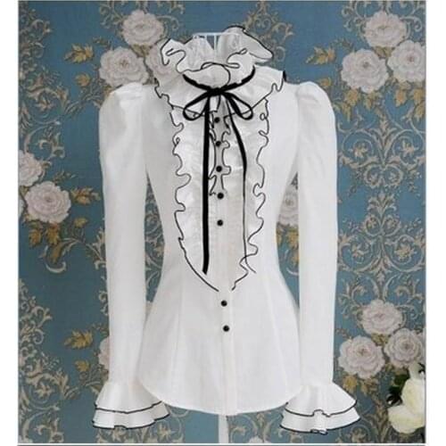 White Chiffon Women Shirts New 2021 Ruffles Neck Flare Sleeved Solid Slim Office Lady Elegant Blouse Tops Oversized 5XL