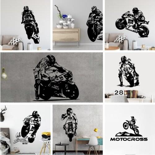 Large 58 Motorcycle Wall Decal Vinyl GP Racing Driver Wall Sticker For Boys Bedroom Garage Play Room Room Decoration Accessories