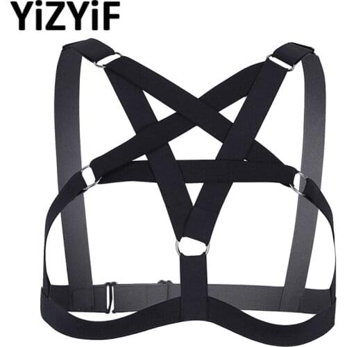 Harness Bra Women Upper Body Chest Harness Belt Criss Cross Lingerie Elastic Strappy Hollow Out See Through Cupless Cage Bra
