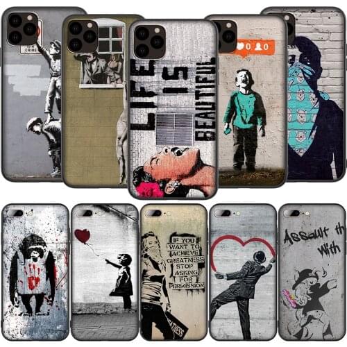 T176 Street Art Banksy Graffiti Silicone Soft Case for iPhone 12 Mini 11 Pro XS Max XR X 8 7 6 6S Plus 5 5S SE 2020