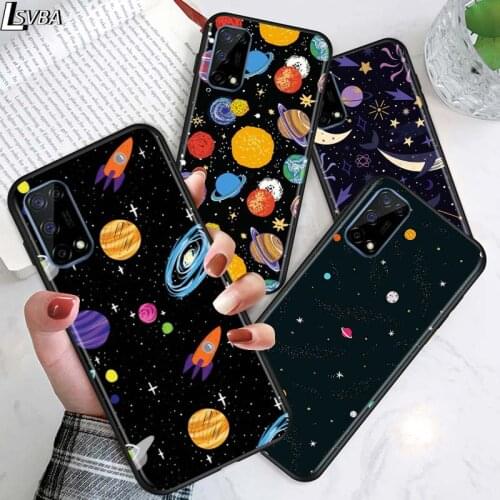 Space Planet Stars for OPPO Realme V15 X5 X3 X50 X7 X2 C17 C11 C3 C2 7 7i 6 6S 6i 5 Narzo 20 Pro Black Phone Case