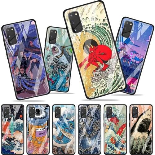 Japanese Wave Anime Dragon Tempered Glass Cover For Samsung Galaxy A01 A11 A21S A21 A31 A41 A51 A71 A81 A91 Phone Case