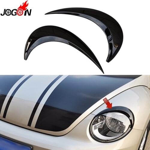 Black For VW Volkswagen Beetle A5 2012 - 2018 Car Headlight Head Lamp Light Eyelid Eyebrow Stickers Cover Trim Accessories
