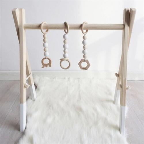 Nordic Style Baby Gym Play Nursery Sensory Ring-pull Toy Wooden Frame Infant