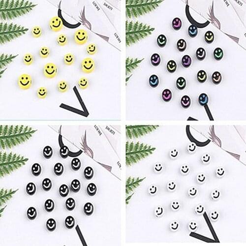 DIY Smiley Face Acrylic Flat Beads Beads, Childrens Bracelet and Necklace Accessories 4mmx7mm/100pcs