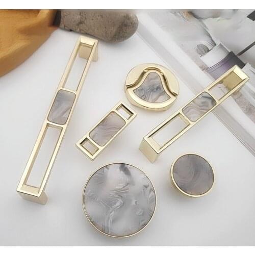 Zinc Alloy Door Knobs and Handles for Cabinet Shell Resin Elegant Furniture Handles Kitchen Cupboard Drawer Pulls Lever Interior