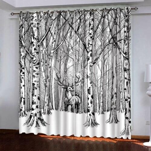 Photo grey forest curtains 3D Window Curtains For Living Room Bedroom Customized size 3d stereoscopic curtain