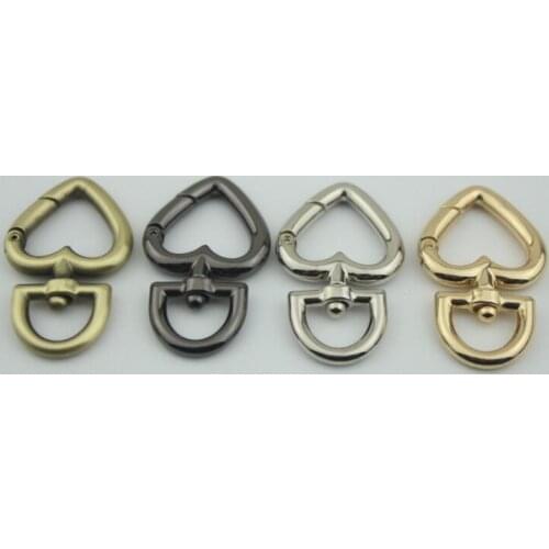 Box bag hardware fittings hook inside diameter 2 cm open heart-shaped ring with 6 points connected buckle heart-shaped opening