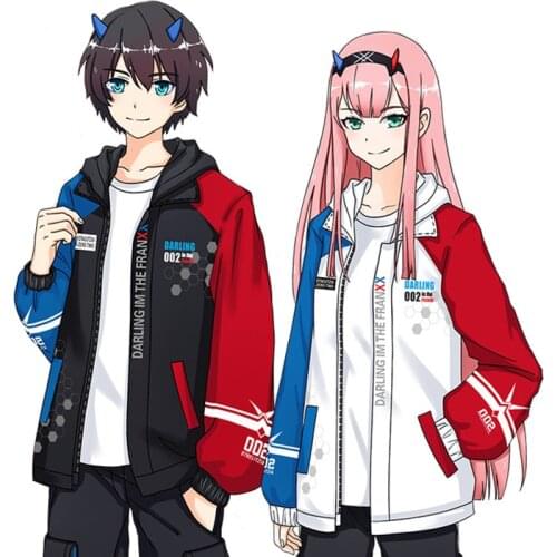 Adult Unisex Anime Darling in the Franxx Zero Two 02 Cotton Zipper Hooded Hoodie Jacket Costumes Cosplay For Woman Man Pluz Size