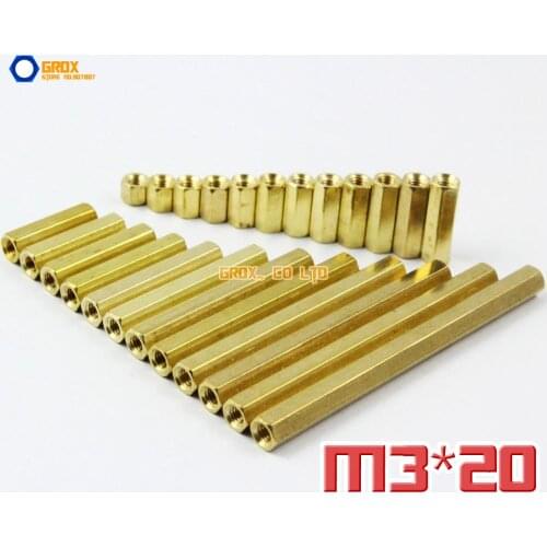 80 Pieces Brass M3 x 20mm Female PCB Motherboard Standoff Spacer