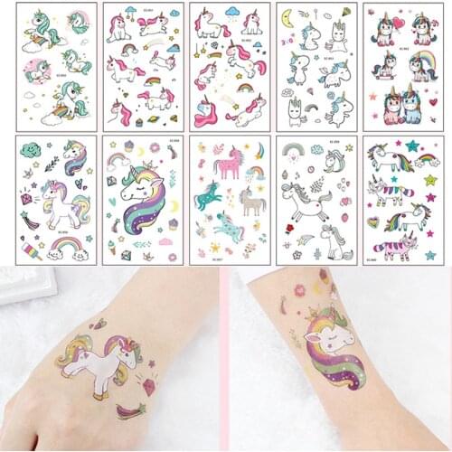 Cute Unicorn Pattern Childrens Temporary Tattoos Toys Cartoon Animal Waterproof Flash Tattoo Sticker For Kids Gift