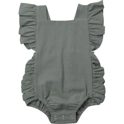 Fashion Newborn Clothes Baby Bodysuit Infant Girl Clothes Ruffles Sleeveless Bodysuit Jumpsuit Backless Infant Baby Girl Sunsuit