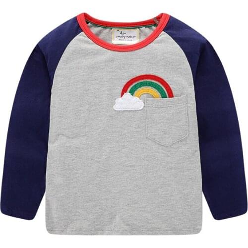 Cartoon Long Sleeve T-Shirts For Boys Tops Kids Rainbow T shirts Teenage T Shirt Girls Autumn Spring Clothing