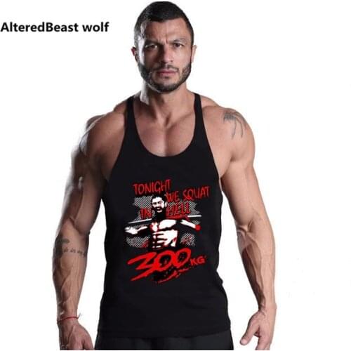 2018 Fitness Men Tank Top Singlet Spartan 300 Warriors print Bodybuilding Stringer tops Sleeveless Clothes Vest Muscle Tops Tee