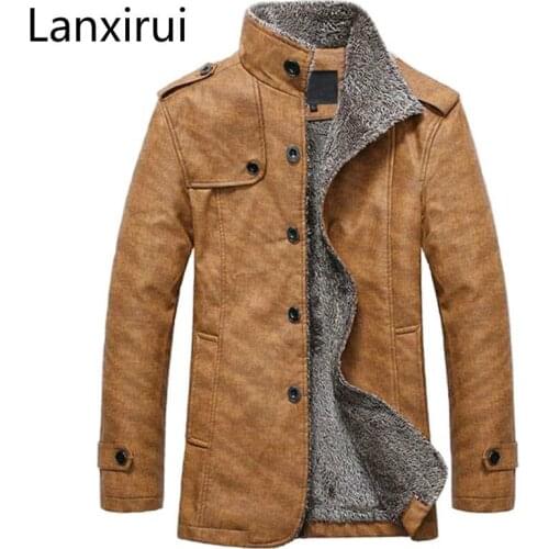 Mens PU Leather Jackets & Coats New Arrival Winter Thick Casual Jaqueta Masculino M-4XL Size 2 Colors MWJ564