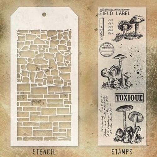 2021 New Plants Mushrooms Clear Stamp and Stencil Set For DIY Making Brick Wall Greeting Card Scrapbooking No Metal Cutting Dies