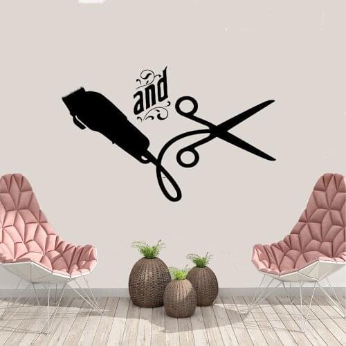 Hair Salon Wall Sticker Window Decal Sticker Hair Stylist Hair Tools Scissors Barber Shop Beauty Salon Barbershop Decor WL402