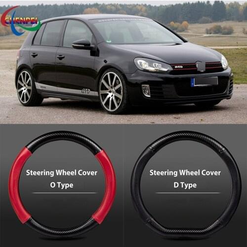 38cm Non-Slip Dreathable Carbon Fiber Steering Wheel Cover For Volkswagen golf 6 gti Car interior decoration accessories