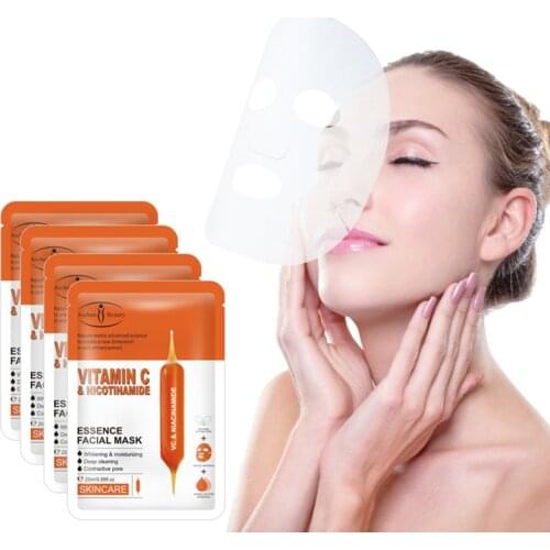 Vitamin C Nicotinamide Whitening Facial Mask Reduce Dullness Fade Spots Wrapped Mask Improve Roughness Moisturizing Face Mask