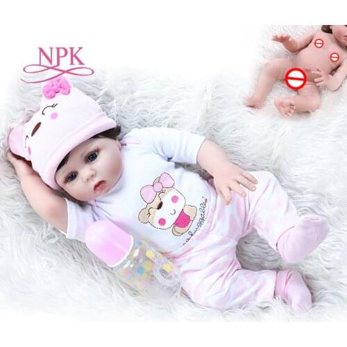 Popular 48CM full body soft silicone reborn baby girl doll in pink dress flexible soft touch cuddly newborn baby Birthday Gift