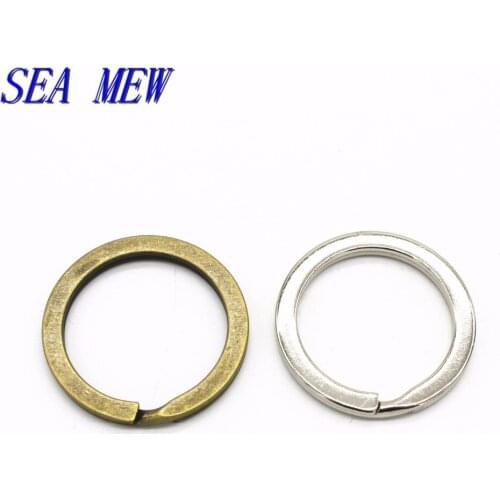 SEA MEW 30MM Round Shape Key Rings Antique Bronze/Rhodium Color Wholesale New Vintage Metal Key Ring Key Chain 50 PCS