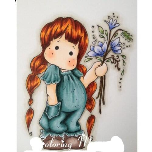 Girl Yulan Cartoon Pattern Stamp And Metal Die Scrapbooking Alphabet Stamp Embossing Craft Making Silicone Transparent Stamps