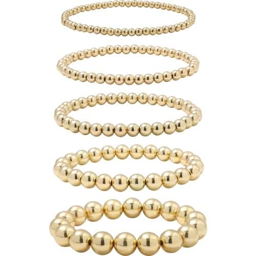 Boho Gold Beaded Bracelets for Women Charm Crystal Link Chain Statement Bracelets Bangles Handmade Elastic Hand Jewelry