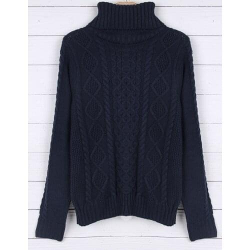 Winter Black New Arrival Women High Collar Twist Sweater Knitted Turtleneck Striped Ladies Tops Pullovers Casual Long Sleeve Hot