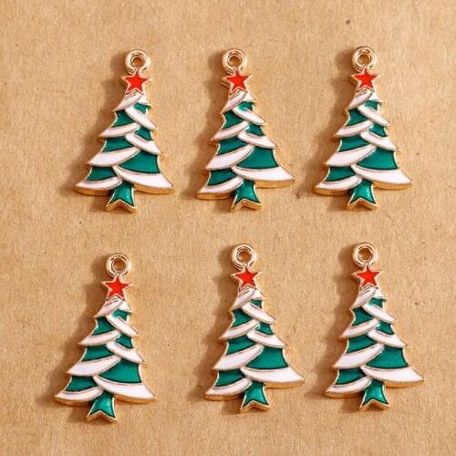 10pcs 15*25mm Enamel Stars Christmas Trees Charms for Jewelry Making Fashion DIY Bracelets Necklaces Pendants for Women