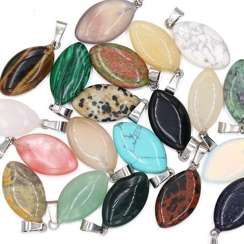 10Pcs Natural Stone Pendant Marquise Shape Crystal Agates Tiger Eye Opal Charms for Women DIY Necklace Earring Making Jewelry
