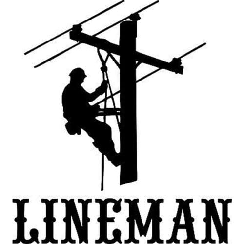 14.1cm*15.9cm Fun LINEMAN Electrician Power Woker Man Vinyl Car Sticker Decals Decor Black/Silver S6-3893