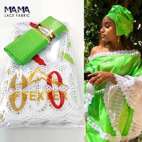 2.5+2.5 Yards African Lace Fabric 2020 High Quality Dry Swiss Voile Lace With Bazin Riche In Senegal Dresses Material