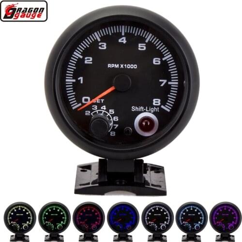 3.75 Inch Auto Pointer Car Tachometer 7 Colors Shift-Light Gauge Gasoline Engine 4/6/8 Cylinder 8000 RPM Meter Free Shipping