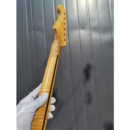 #47 Tiger Flam Maple Electric Guitar Neck 21 fret 25.5 inch Mapel Fretboard Unfinished #S4