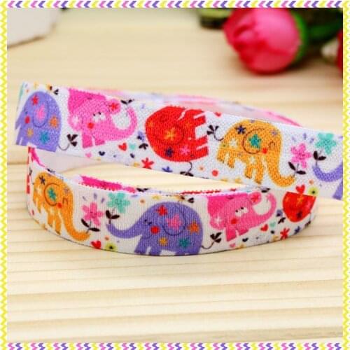 5/8'' Free shipping Fold Elastic FOE elephant printed headband headwear hairband diy decoration wholesale OEM P4351