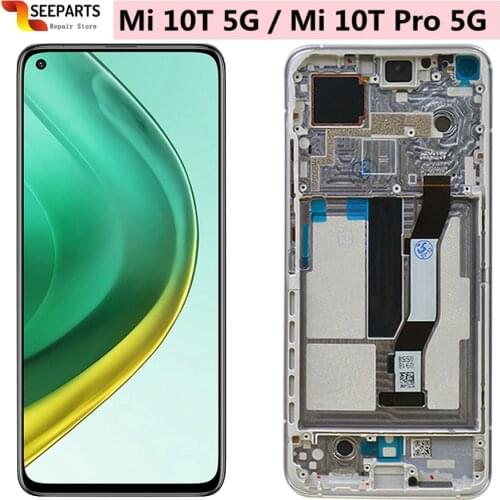 6.67" Original For Xiaomi Mi 10T 5G 10T Pro 5G LCD Screen Display+Touch Panel Digitizer For Xiaomi 10T Pro 5G LCD Frame