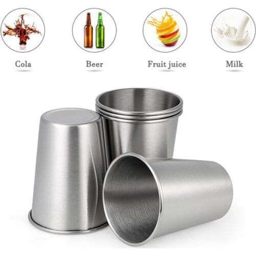6 Pack 8 Ounce Stainless Steel Cups Shatterproof Pint Drinking Cups Metal Drinking Glasses For Kids And Adults Silver