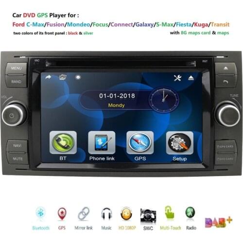 2din Car autoradio Multimedia DVD GPS Fits Ford C-Max/Connect/Fiesta/Focus/Fusion/Galaxy/Kuga S-Max/Transit/Mondeo usb dab+ rds