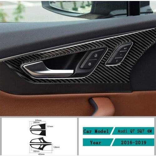 Carbon Fiber Car Accessories Interior The Door Handle Frame Modification Decals Cover Trim Stickers For Audi Q7 SQ7 4M 2016-2019