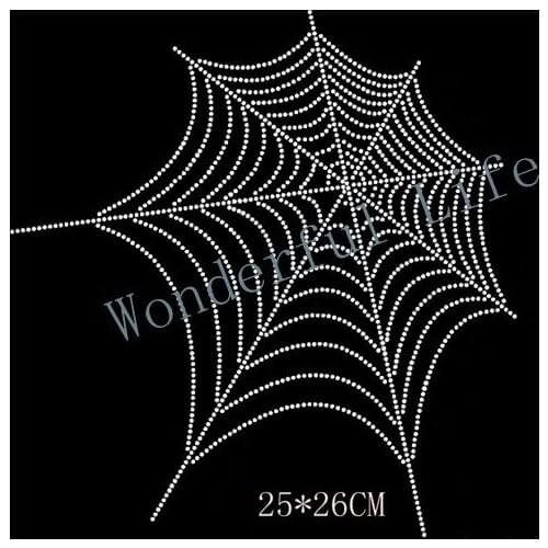 Free shipping Popular Spider web design hotfix rhinestones heat transfer design iron on motifs