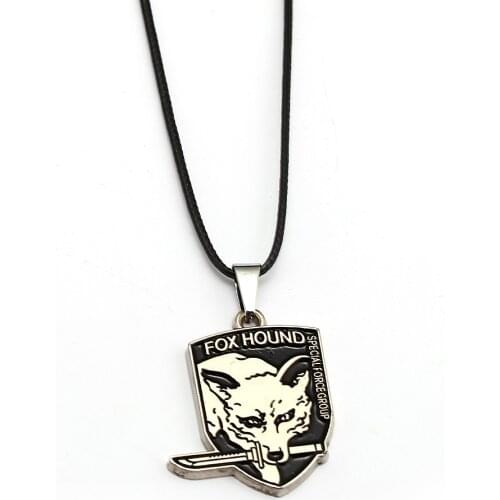 Game Metal Gear Solid Necklace Outer Heaven DiamondDogs Foxhound Metal Pendant Rope Chain Choker Necklaces Charm Gifts Jewelry